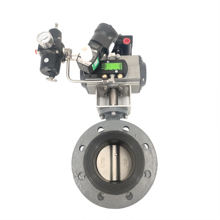 Pneumatik Cast Steel Flange Butterfly Valve