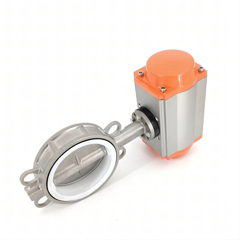 Pneumatic Stainless Steel PTFE Wafer Butterfly Valve Back Detail View