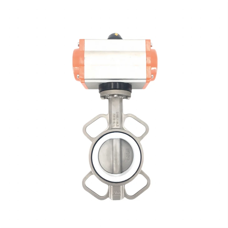 Pneumatik Wafer Keluli Tahan Karat PTFE Butterfly Valve